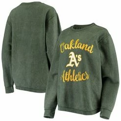 Women's G-III 4Her By Carl Banks Green Oakland Athletics Script Comfy Cord Pullover Sweatshirt