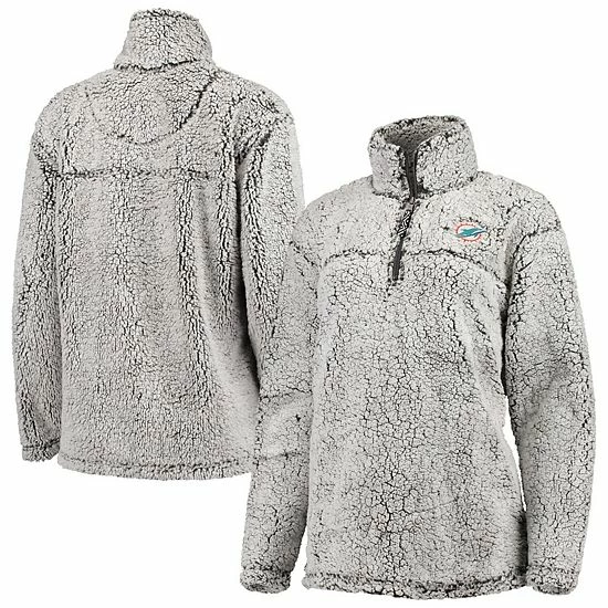 Women's G-III 4Her by Carl Banks Gray Miami Dolphins Sherpa Quarter-Zip Pullover Jacket Women's G-III 4Her By Carl Banks Gray Miami Dolphins Sherpa Quarter-Zip Pullover Jacket -G-III Sales Store unnamed file 3547
