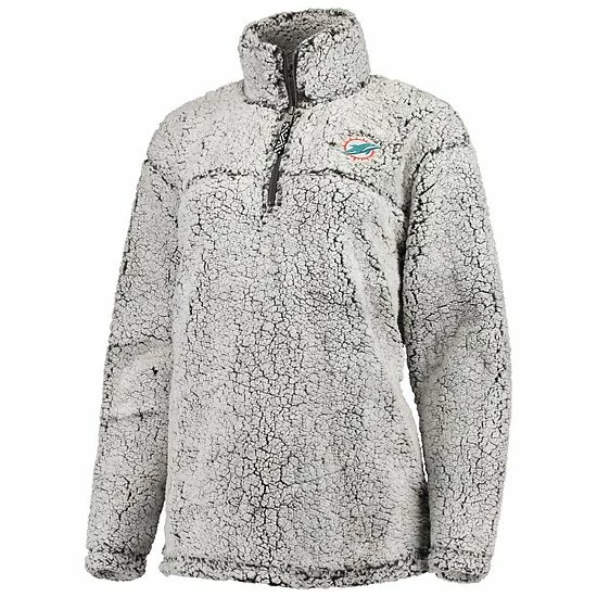 Women's G-III 4Her by Carl Banks Gray Miami Dolphins Sherpa Quarter-Zip Pullover Jacket Women's G-III 4Her By Carl Banks Gray Miami Dolphins Sherpa Quarter-Zip Pullover Jacket -G-III Sales Store unnamed file 3548