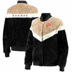Women's G-III 4Her By Carl Banks Black/Cream Cleveland Browns Riot Squad Sherpa Full-Snap Jacket