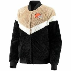 Women's G-III 4Her By Carl Banks Black/Cream Cleveland Browns Riot Squad Sherpa Full-Snap Jacket -G-III Sales Store unnamed file 3564