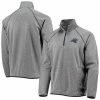 Men's G-III Sports By Carl Banks Heathered Gray Carolina Panthers Forefront Raglan Half-Zip Jacket