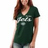 Women's G-III 4Her By Carl Banks Green New York Jets Post Season V-Neck T-Shirt
