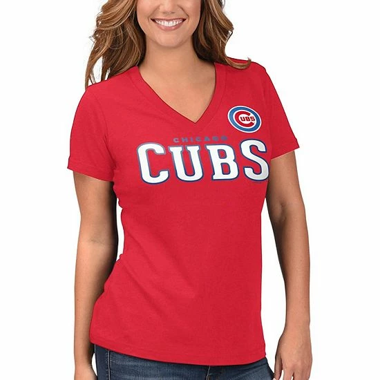 Women's G-III 4Her by Carl Banks Red Chicago Cubs Team Logo Game On V-Neck T-Shirt Women's G-III 4Her By Carl Banks Red Chicago Cubs Team Logo Game On V-Neck T-Shirt -G-III Sales Store unnamed file 3610