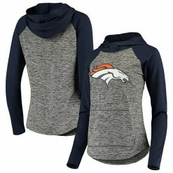 Women's G-III 4Her By Carl Banks Heathered Gray/Orange Denver Broncos Championship Ring Pullover Hoodie