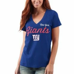 Women's G-III 4Her By Carl Banks Royal New York Giants Post Season V-Neck T-Shirt -G-III Sales Store unnamed file 362