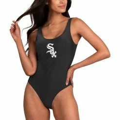Women's G-III 4Her By Carl Banks Black Chicago White Sox Making Waves One-Piece Swimsuit