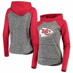 Women's G-III 4Her By Carl Banks Heathered Gray/Red Kansas City Chiefs Championship Ring Pullover Hoodie