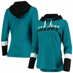 Women's G-III 4Her By Carl Banks Teal San Jose Sharks Passing Play Hoodie Long Sleeve T-Shirt