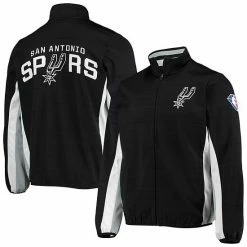 Men's G-III Sports By Carl Banks Black San Antonio Spurs 75th Anniversary Power Forward Space-Dye Full-Zip Track Jacket