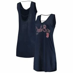 Women's G-III 4Her By Carl Banks Heathered Navy Boston Red Sox Swim Cover-Up Dress