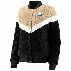 Women's G-III 4Her By Carl Banks Black/Cream Philadelphia Eagles Riot Squad Sherpa Full-Snap Jacket -G-III Sales Store unnamed file 3734