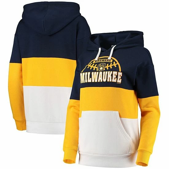 Women's G-III Sports by Carl Banks Navy/Gold Milwaukee Brewers Block and Tackle Colorblock Pullover Hoodie Women's G-III Sports By Carl Banks Navy/Gold Milwaukee Brewers Block And Tackle Colorblock Pullover Hoodie -G-III Sales Store unnamed file 3788