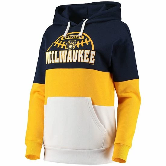 Women's G-III Sports by Carl Banks Navy/Gold Milwaukee Brewers Block and Tackle Colorblock Pullover Hoodie Women's G-III Sports By Carl Banks Navy/Gold Milwaukee Brewers Block And Tackle Colorblock Pullover Hoodie -G-III Sales Store unnamed file 3789
