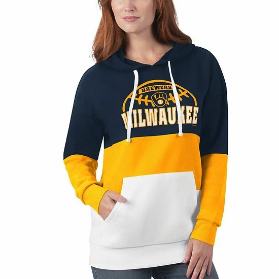 Women's G-III Sports by Carl Banks Navy/Gold Milwaukee Brewers Block and Tackle Colorblock Pullover Hoodie Women's G-III Sports By Carl Banks Navy/Gold Milwaukee Brewers Block And Tackle Colorblock Pullover Hoodie -G-III Sales Store unnamed file 3791