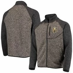 Men's G-III Sports By Carl Banks Charcoal/Black Vegas Golden Knights Switchback Transitional Raglan Full-Zip Jacket
