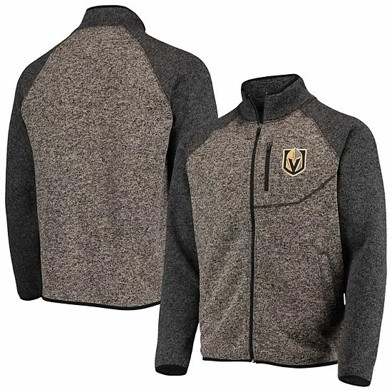 Men's G-III Sports By Carl Banks Charcoal/Black Vegas Golden Knights Switchback Transitional Raglan Full-Zip Jacket