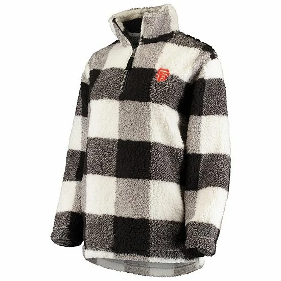Women's G-III Sports By Carl Banks Black/Gray San Francisco Giants Sherpa Plaid Quarter-Zip Jacket 3 Women's G-III Sports By Carl Banks Black/Gray San Francisco Giants Sherpa Plaid Quarter-Zip Jacket - Image 3