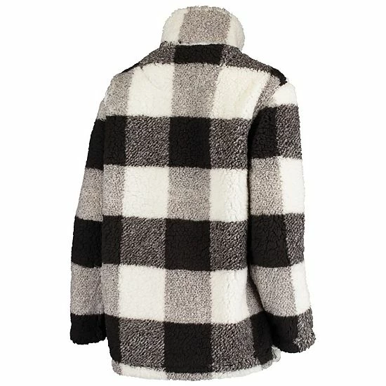 Women's G-III Sports By Carl Banks Black/Gray San Francisco Giants Sherpa Plaid Quarter-Zip Jacket 4 Women's G-III Sports By Carl Banks Black/Gray San Francisco Giants Sherpa Plaid Quarter-Zip Jacket - Image 4