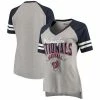 Women's G-III 4Her By Carl Banks Heathered Gray/Navy Washington Nationals Goal Line V-Neck T-Shirt