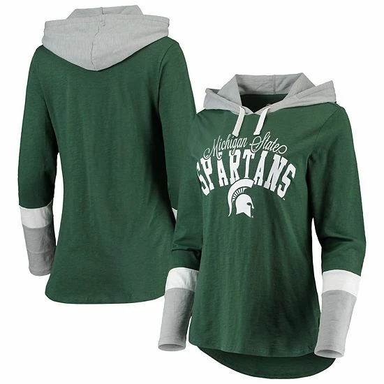Women's G-III 4Her by Carl Banks Green/Gray Michigan State Spartans Passing Play Long Sleeve Hoodie T-Shirt Women's G-III 4Her By Carl Banks Green/Gray Michigan State Spartans Passing Play Long Sleeve Hoodie T-Shirt -G-III Sales Store unnamed file 3881