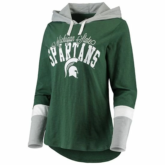 Women's G-III 4Her by Carl Banks Green/Gray Michigan State Spartans Passing Play Long Sleeve Hoodie T-Shirt Women's G-III 4Her By Carl Banks Green/Gray Michigan State Spartans Passing Play Long Sleeve Hoodie T-Shirt -G-III Sales Store unnamed file 3883