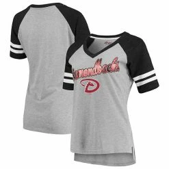 Women's G-III 4Her By Carl Banks Gray/Black Arizona Diamondbacks Goal Line Raglan V-Neck T-Shirt