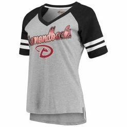 Women's G-III 4Her By Carl Banks Gray/Black Arizona Diamondbacks Goal Line Raglan V-Neck T-Shirt -G-III Sales Store unnamed file 3912