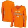 Women's G-III 4Her By Carl Banks Orange Denver Broncos Post Season Long Sleeve V-Neck T-Shirt