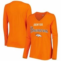 Women's G-III 4Her By Carl Banks Orange Denver Broncos Post Season Long Sleeve V-Neck T-Shirt
