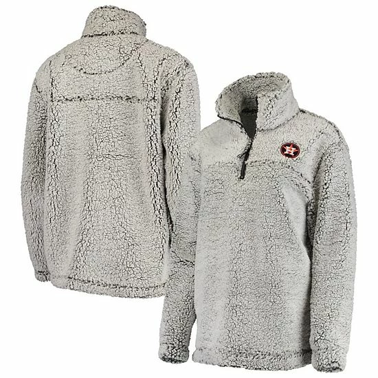 Women's G-III 4Her by Carl Banks Gray Houston Astros Sherpa Quarter-Zip Pullover Jacket Women's G-III 4Her By Carl Banks Gray Houston Astros Sherpa Quarter-Zip Pullover Jacket -G-III Sales Store unnamed file 4005