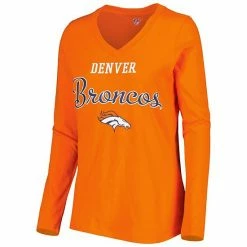 Women's G-III 4Her By Carl Banks Orange Denver Broncos Post Season Long Sleeve V-Neck T-Shirt -G-III Sales Store unnamed file 401