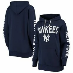 Women's G-III 4Her By Carl Banks Navy New York Yankees Extra Inning Colorblock Pullover Hoodie