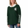 Women's G-III Sports By Carl Banks Green/White Michigan State Spartans Crossbar Slub Pullover Hoodie