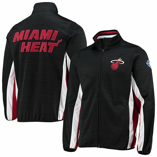 Men's G-III Sports By Carl Banks Black Miami Heat 75th Anniversary Power Forward Space-Dye Full-Zip Track Jacket 1 Men's G-III Sports By Carl Banks Black Miami Heat 75th Anniversary Power Forward Space-Dye Full-Zip Track Jacket