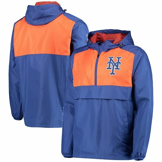 Men's G-III Sports by Carl Banks Royal/Orange New York Mets Lineman Half-Zip Hoodie Jacket Men's G-III Sports By Carl Banks Royal/Orange New York Mets Lineman Half-Zip Hoodie Jacket -G-III Sales Store unnamed file 4067