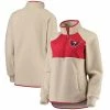 Women's G-III 4Her By Carl Banks Oatmeal/Red Washington Capitals Wishbone Half-Zip Jacket