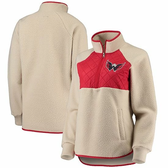 Women's G-III 4Her by Carl Banks Oatmeal/Red Washington Capitals Wishbone Half-Zip Jacket Women's G-III 4Her By Carl Banks Oatmeal/Red Washington Capitals Wishbone Half-Zip Jacket -G-III Sales Store unnamed file 4078