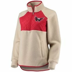 Women's G-III 4Her By Carl Banks Oatmeal/Red Washington Capitals Wishbone Half-Zip Jacket 2 Women's G-III 4Her By Carl Banks Oatmeal/Red Washington Capitals Wishbone Half-Zip Jacket -G-III Sales Store unnamed file 4080