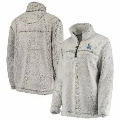 Women's G-III 4Her By Carl Banks Gray Los Angeles Dodgers Sherpa Quarter-Zip Pullover Jacket