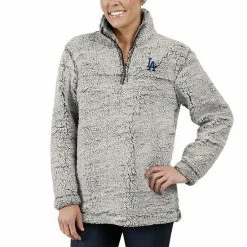Women's G-III 4Her By Carl Banks Gray Los Angeles Dodgers Sherpa Quarter-Zip Pullover Jacket 2 Women's G-III 4Her By Carl Banks Gray Los Angeles Dodgers Sherpa Quarter-Zip Pullover Jacket -G-III Sales Store unnamed file 4110