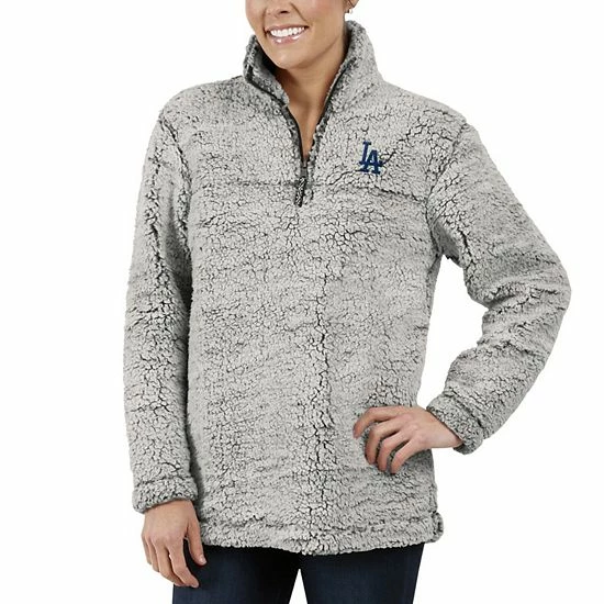 Women's G-III 4Her by Carl Banks Gray Los Angeles Dodgers Sherpa Quarter-Zip Pullover Jacket Women's G-III 4Her By Carl Banks Gray Los Angeles Dodgers Sherpa Quarter-Zip Pullover Jacket -G-III Sales Store unnamed file 4110