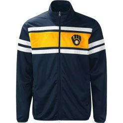 Men's G-III Sports By Carl Banks Navy/Gold Milwaukee Brewers Power Pitcher Full-Zip Track Jacket -G-III Sales Store unnamed file 4140
