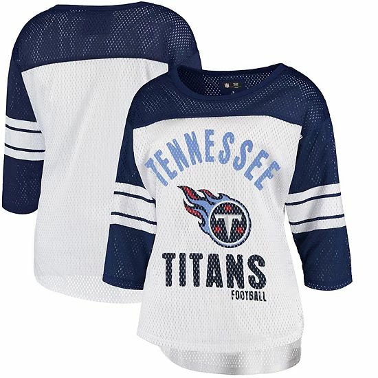 Women's G-III 4Her By Carl Banks White/Navy Tennessee Titans First Team Three-Quarter Sleeve Mesh T-Shirt 2 Women's G-III 4Her By Carl Banks White/Navy Tennessee Titans First Team Three-Quarter Sleeve Mesh T-Shirt - Image 2