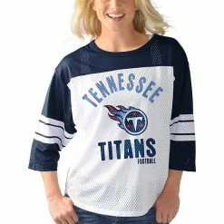 Women's G-III 4Her By Carl Banks White/Navy Tennessee Titans First Team Three-Quarter Sleeve Mesh T-Shirt 7 Women's G-III 4Her By Carl Banks White/Navy Tennessee Titans First Team Three-Quarter Sleeve Mesh T-Shirt -G-III Sales Store unnamed file 4145