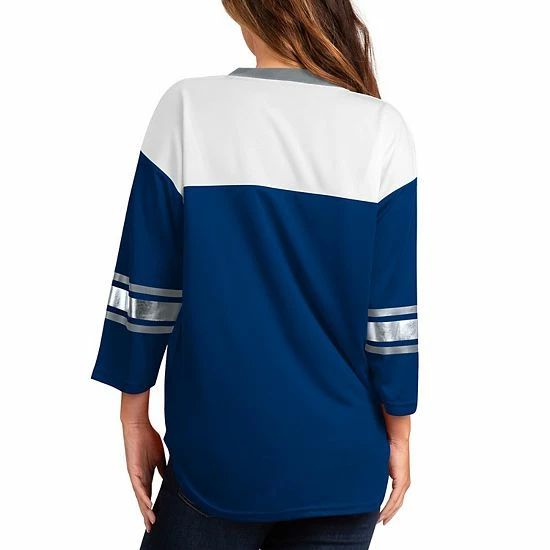 Women's G-III 4Her by Carl Banks Royal/White Indianapolis Colts Double Team Three-Quarter Sleeve Lace-Up T-Shirt Women's G-III 4Her By Carl Banks Royal/White Indianapolis Colts Double Team Three-Quarter Sleeve Lace-Up T-Shirt -G-III Sales Store unnamed file 4195