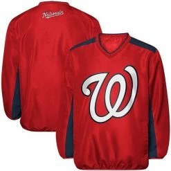 Men's G-III Sports By Carl Banks Red Washington Nationals V-Neck Trainer Pullover Jacket