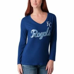 Women's G-III 4Her By Carl Banks Royal Kansas City Royals Perfect Game Long Sleeve V-Neck T-Shirt