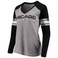 Women's G-III 4Her By Carl Banks Gray/Black Chicago White Sox Franchise Tri-Blend Raglan Long Sleeve T-Shirt -G-III Sales Store unnamed file 4226
