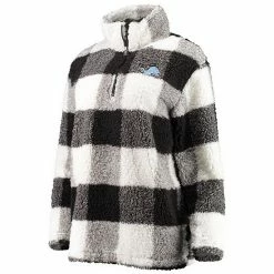Women's G-III 4Her By Carl Banks Black Detroit Lions Sherpa Plaid Quarter-Zip Jacket -G-III Sales Store unnamed file 4254